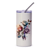 Watercolor Roses Tumbler, Floral Tumbler, Flower Tumbler, Aesthetic Tumbler, Gift for Her, Pretty Tumbler, Trendy Tumbler, Coffee Tumbler - Tawshia